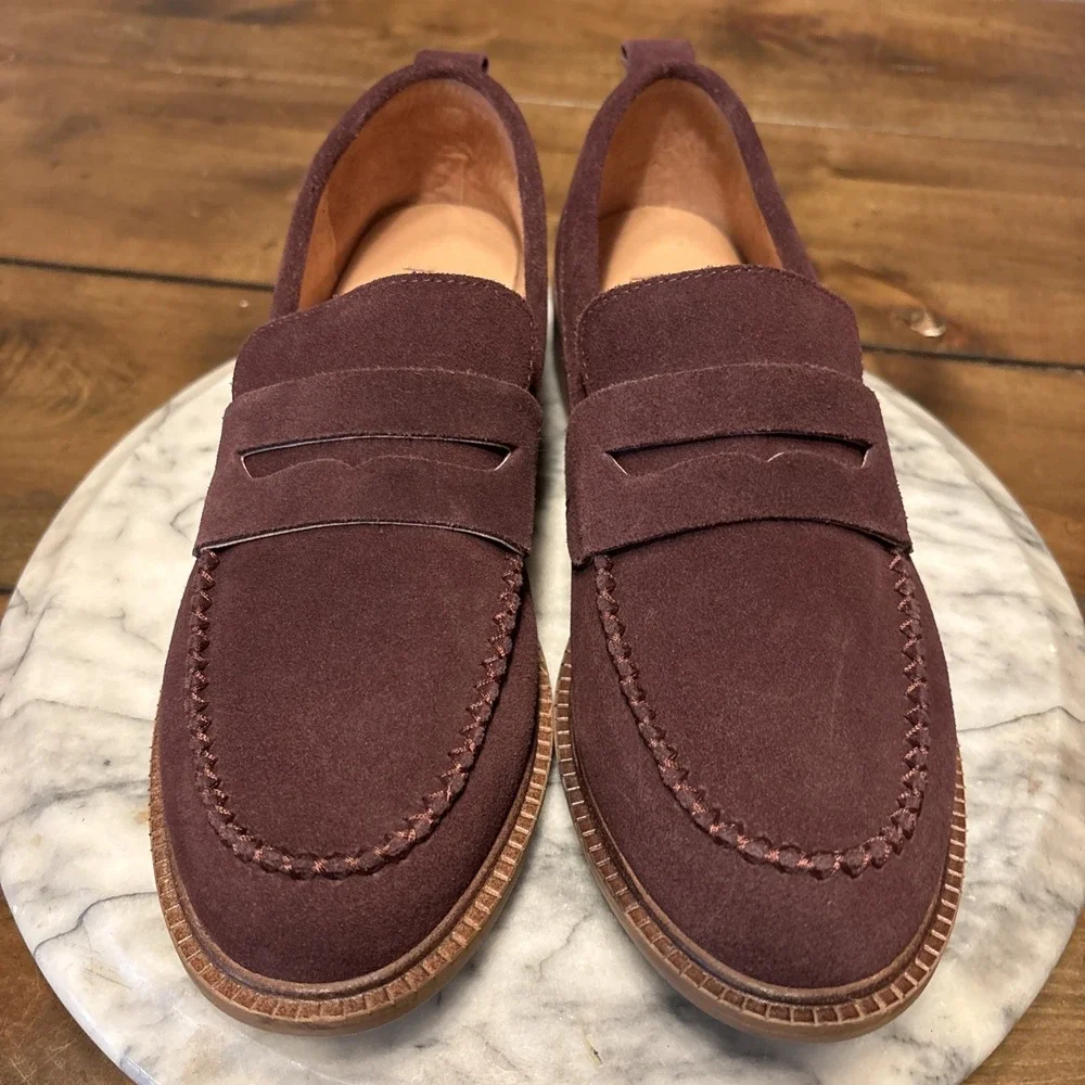 NEW! J.Jill Sofft® Mara Suede Comfort Penny Loafers Purple Plum Women‎ Sz 8